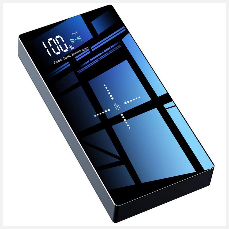 10000 mAh/20000 mAh Dual USB LED Display Draadloze Opladen Bank Batterij Draadloze Power Bank: 20000mAh black