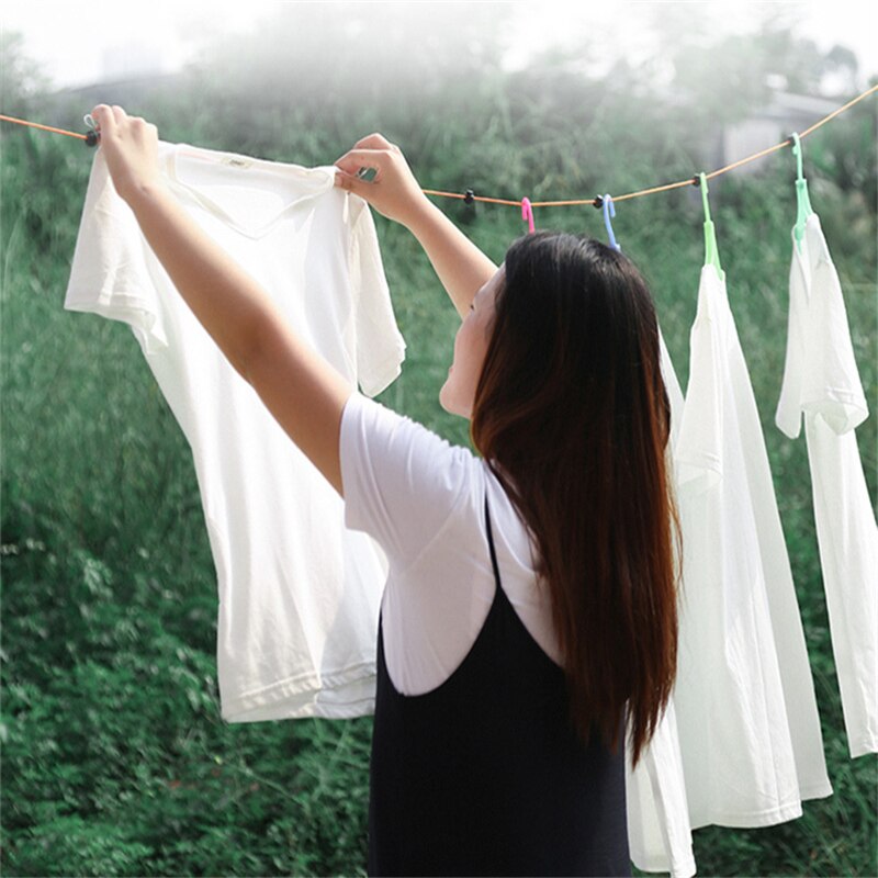 8m Portable Clothes Line Windproof Recycling Cassette Retractable Outdoor Travel Drying Clothing Hanger Rope With Storage Case