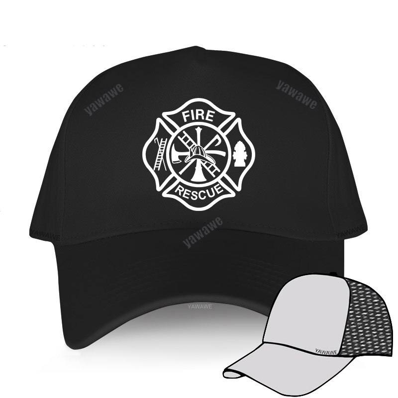 Fire Rescue Firefighter Baseball Caps Adjustable Caps Unisex Cool Fireman Hats: black mesh