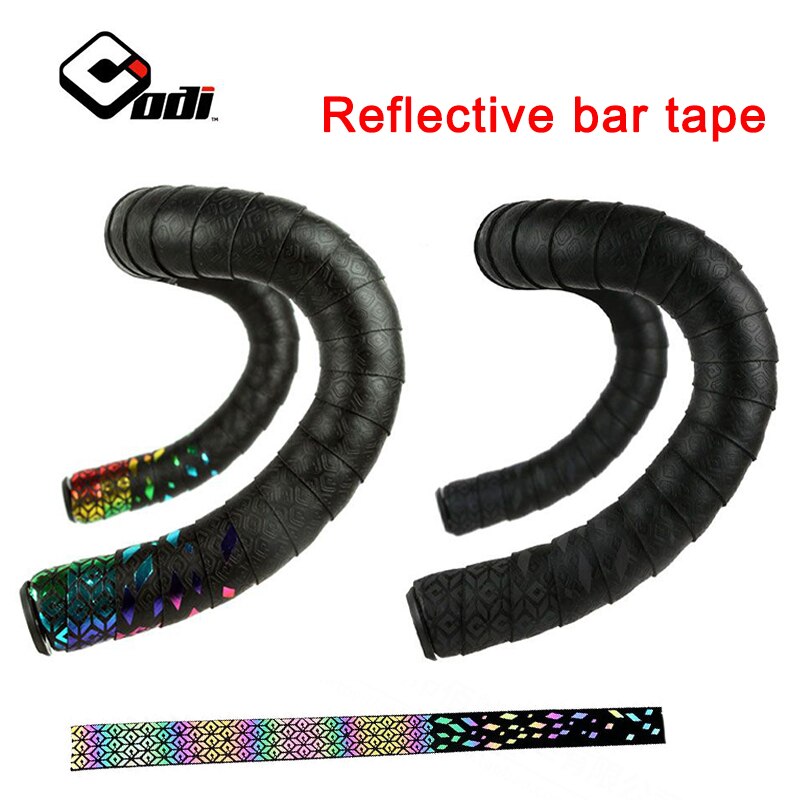 Road Bike Handlebar Tape Colorful Reflective bicycle Bar Tape PU Silica Gel Tape Soft Breathable Cycling Handle Belt +Bar Plugs
