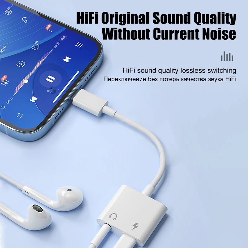 Audio-Adapter für iPhone 14 13 12 11 Pro Max Aux-Buchse Kopfhörer 3,5 mm auf Kopfhöreranschluss Ladegerät Splitter Konverter Zubehör