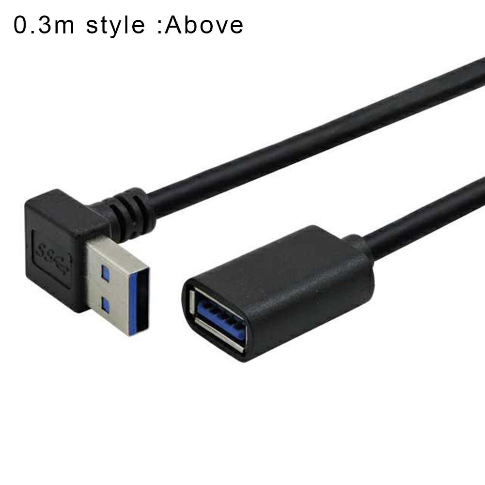 USB 3.0 Extension Cable Data Line 90 Degree Angle High Speed Portable for Home Office Business Data Line Cable Accessories: 0.3m Upward