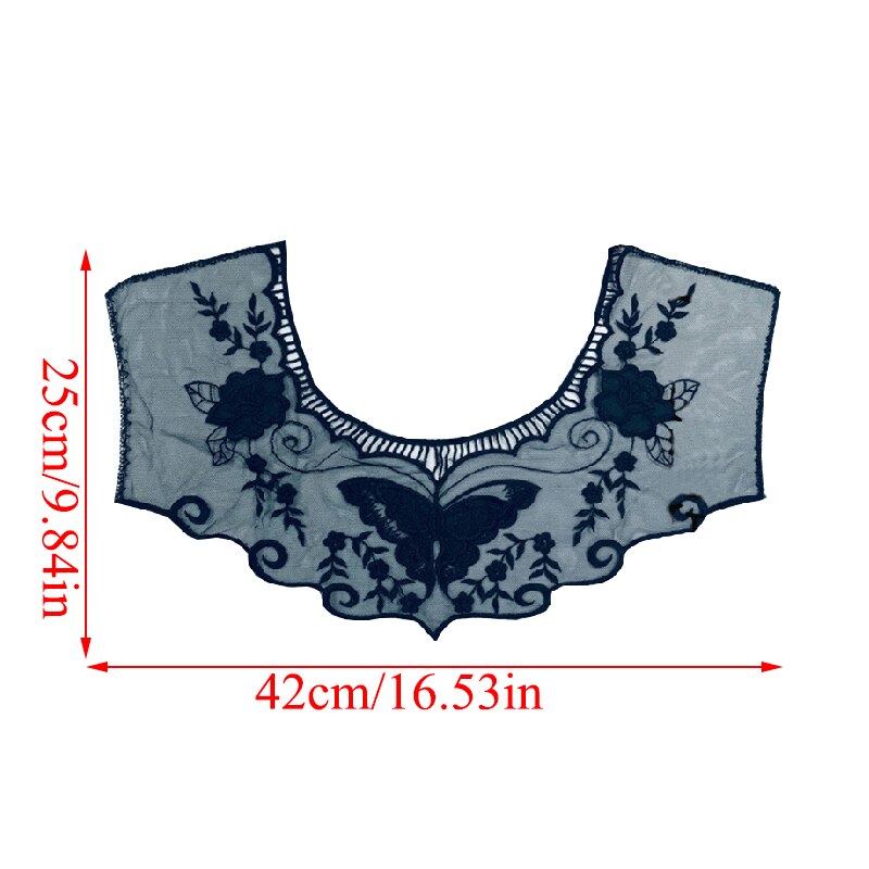 Apliques para vestido DIY, blusa de tela de encaje, accesorios para decoración de disfraces, cuello de cuello, adornos de costura, parches bordados en blanco y negro