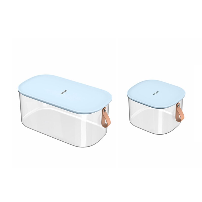 ECOCO Refrigerator Food Storage Containers with Lids Transparent Large Capacity Plastic Seal Tank Separate Vegetable Fresh Box: 2pcs blue