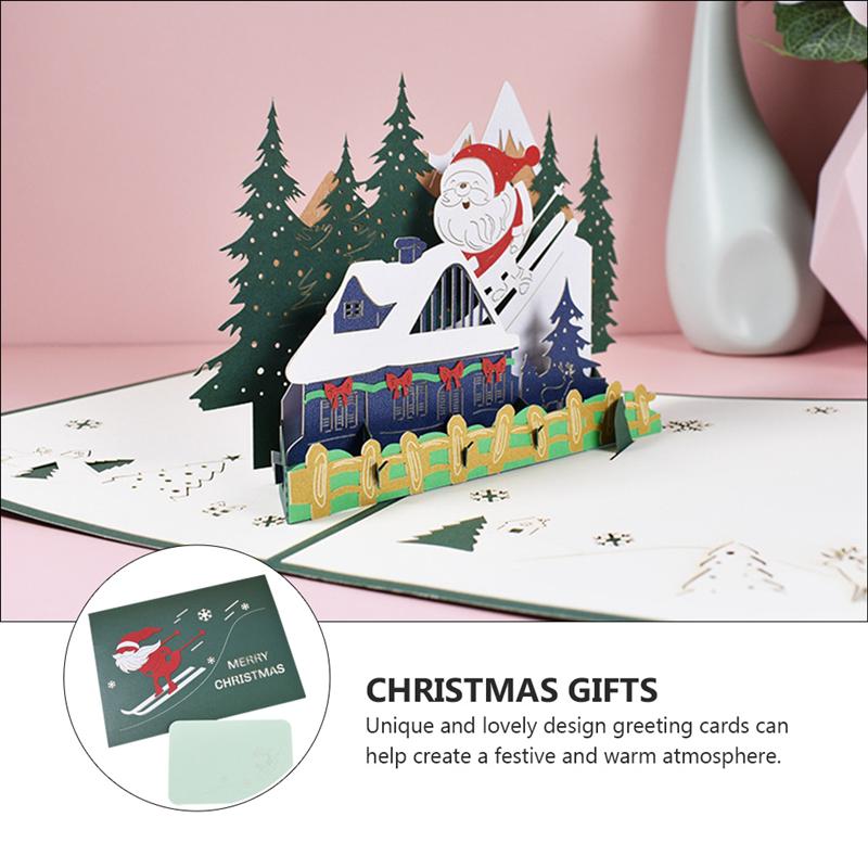 Folding Christmas Card 3D Handmade Paper Card Adorable Blessing Card Greeting Card Congratulation Card Christmas Card Paper Card: White