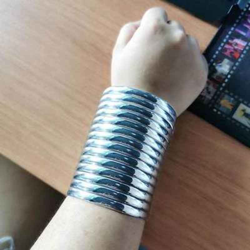 MANILAI-Pulseras africanas grandes para mujer, brazaletes a rayas estilo Punk, joyería India ancha, bisutería Vintage 2022