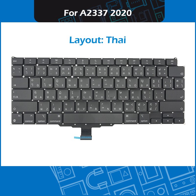 År laptop  a2337 tastatur til macbook air 13 &quot;  m1 a2337 tastaturerstatning us uk fr sp it ger se layout emc 3598: Thai