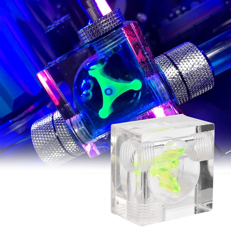 PC Water Cooling System Acrylic Three Way Visual Flow Indicator G1/4 Thread
