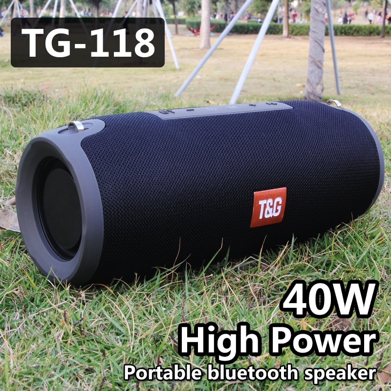 TG118 Really 40W Bluetooth Speaker Portable Column Music Player Sound System Boom Box with FM Radio TF Subwoofer Double
