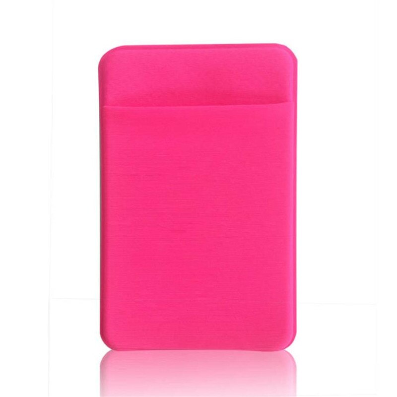 élastique Lycra cellule porte-carte téléphone portefeuille étui femmes hommes affaires crédit porte-carte d'identité poche bâton adhésif: Rose Red