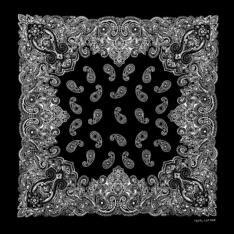 100% Katoen Koreaanse Mode Zwart Paisley Gedrukt Halsdoek Hip Hop Hoofddeksels/Haar Bandana Foulard Vierkante Sjaal Voor Vrouwen/mannen: Black