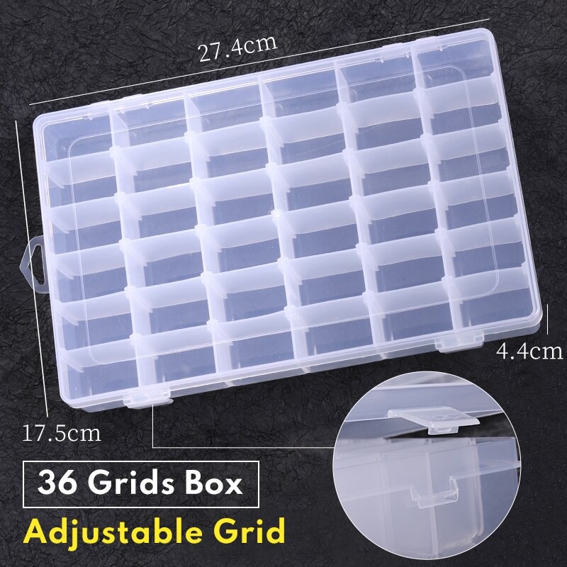 8/10/24/36 Compartment Organizer Box With Adjustable Dividers Plastic Storage Container For Jewelry Craft Diy Bead Sewing: 36Grids