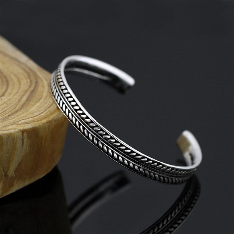 Viking retro bladmønster punk gotisk åbent armbånd til mænd og #39 ;smykker