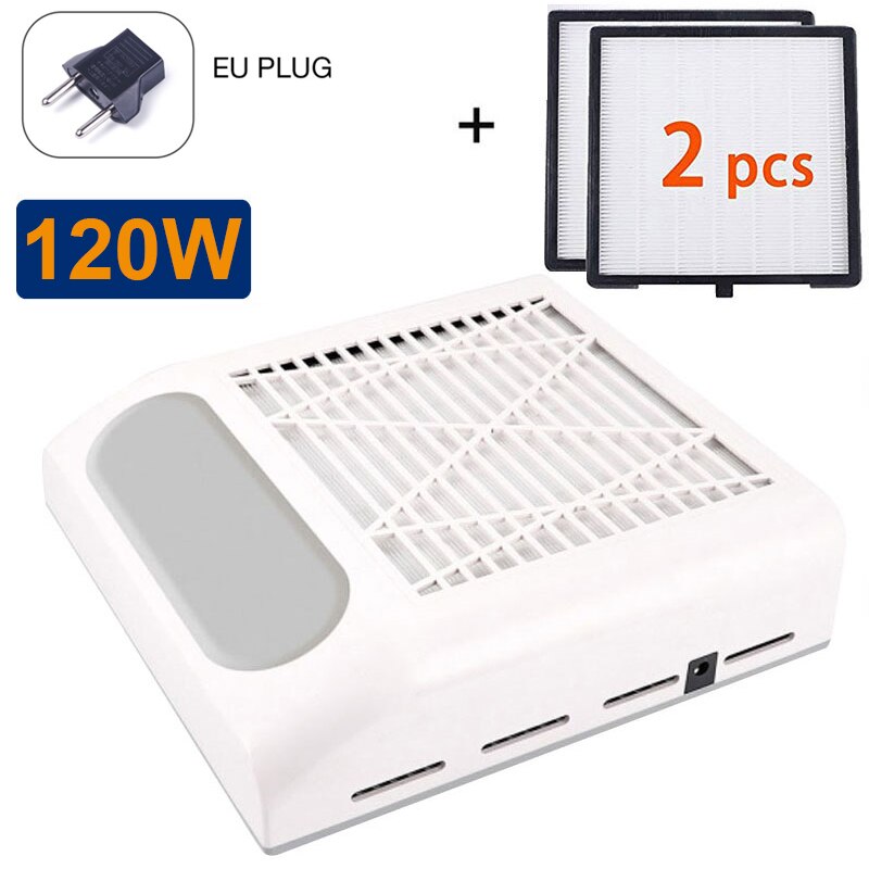 120W odkurzacz robić paznokci wentylator robić manicure pedicure pochłaniacz kurzu z wymiennym filtrem robić usuwania kurzu robić salonu: biały-EU 2 filter