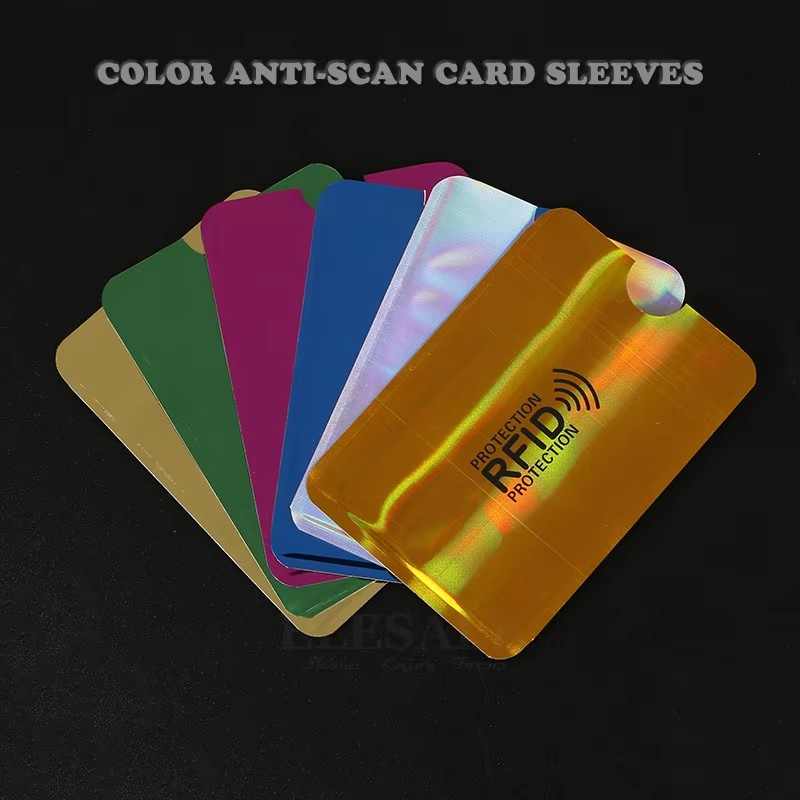 Fundas protectoras para tarjetas bancarias de crédito con bloqueo RFID de Color, tarjetero antiescaneo de papel de aluminio, funda para guardar tarjetas de Control de acceso, 10 Uds.
