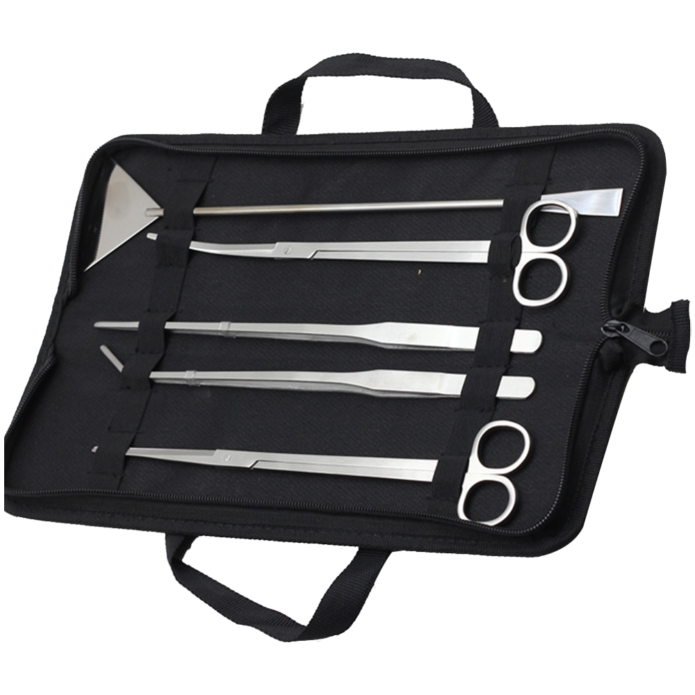 5pcs Aquarium Tank Tools Kit Aquascaping Fish Tank Aquatic Plants Long Tweezers Scissors Stainless Steel Maintenance Tool