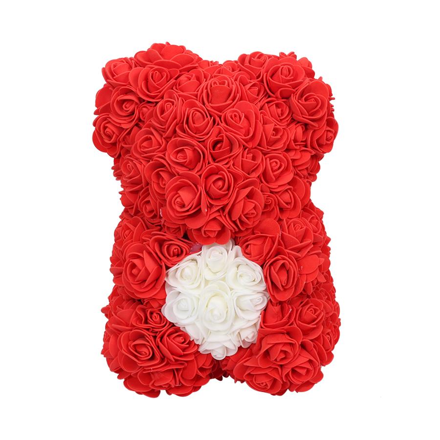 Bamse rose blomst 25cm kunstig skum bjørn af roser år for kvinder valentinsdag bryllup hjem dekoration
