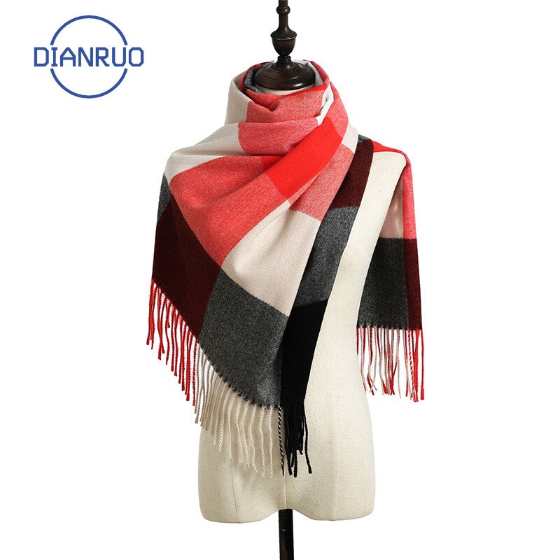 Dianruo Klassieke Herfst Winter Grace Vrouwelijke Plaid Sjaal Vrouwen Sjaals Brede Roosters Lange Shawl Wrap Deken Warm Sjaals R331