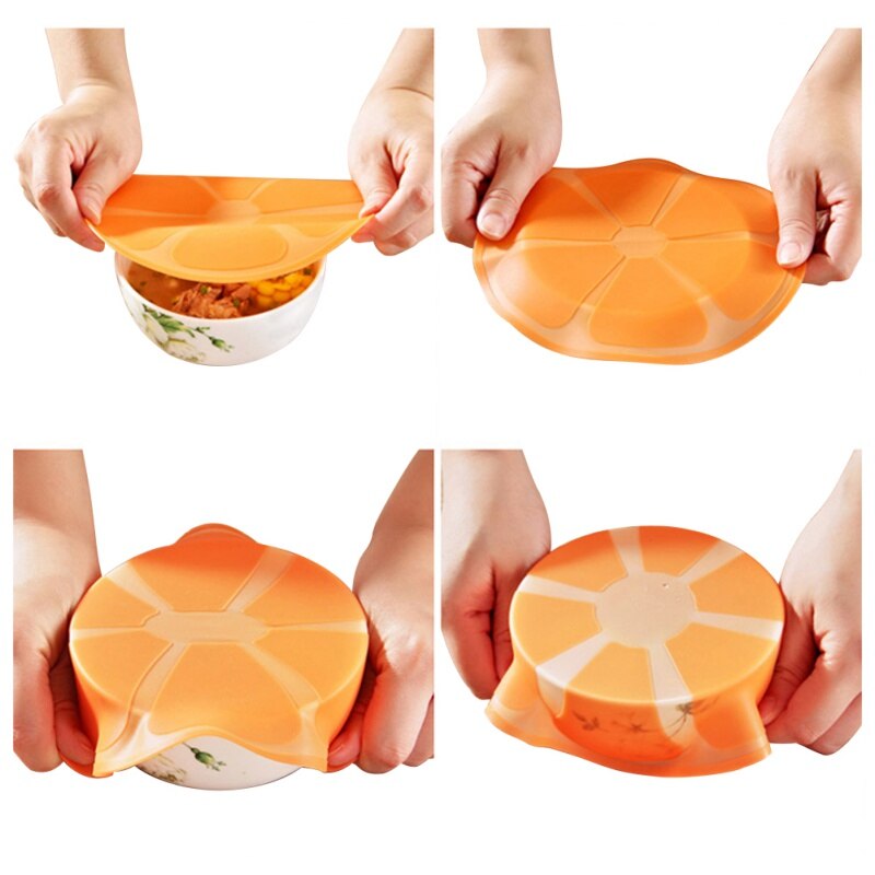 Reusable Silicone Food Wrap Seal Vacuum Lid Stretch Multifunctional Food Fresh Keeping Bowl Wrap Kitchen Tool