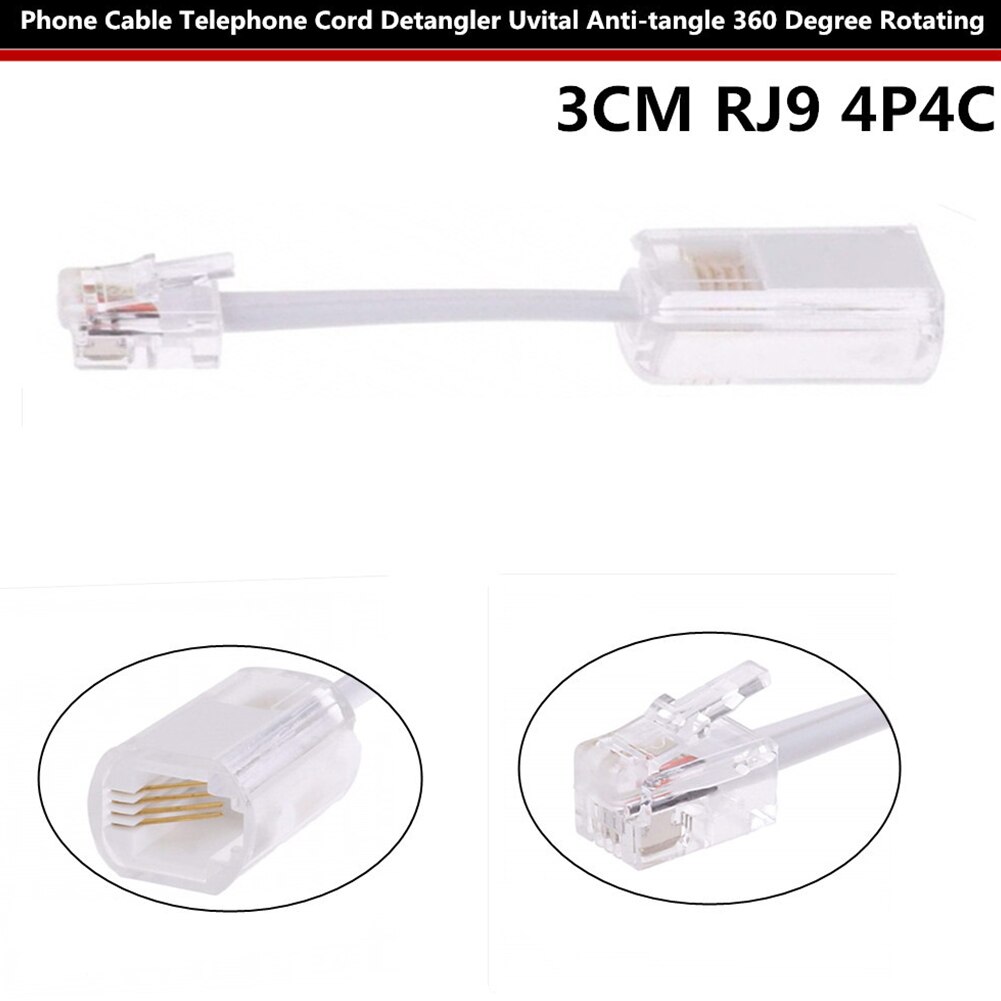 2pcs 360 Degree Rotating Organisers Anti Winding Swivel Handset Coil Handle Wireless Wired Telephone Cable Detangler Connector: White Wired