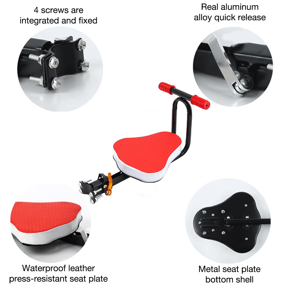 Child Bike Seat Foldable Ultralight Front Mount Baby Kids Bicycle Carrier With Handrail For Mountain Bikes Hybrid Bikes Fitness