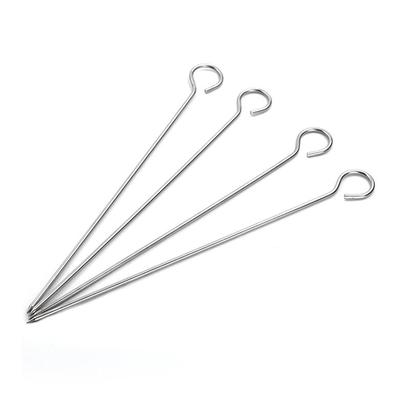 4Pcs Rvs Bbq Spiesjes Met Bbq Rek Houder Grill Barbecue Spies Naald Kitchen Tools Grillen Bbq Accessoires Tool