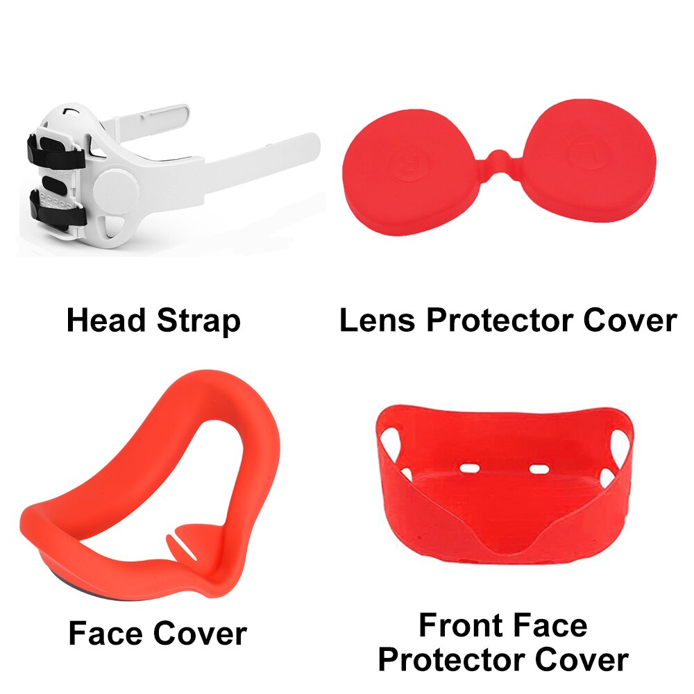 Adjustable Oculus Quest 2 Halo Head Strap Elite Head Strap For Oculus Quest 2 VR Accessories Quest 2 Strap Quest 2 Accessories: Red Set B
