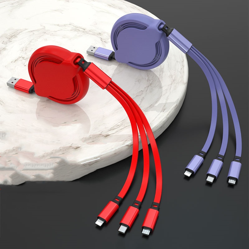 Retractable usb charge cable for iPhone11 Pro Max XR Xs 6 7 8 soft liquid silicone type c cable for samsungS10 huaweioppo vivo