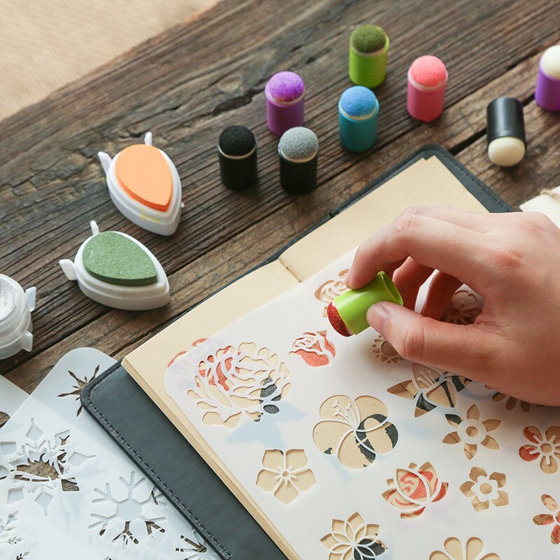 Coloffice 2 stk svamp finger ærme forsegling maleri indonesisk halo farvning værktøj retro segl udstrygning farve diy håndbog papirvarer