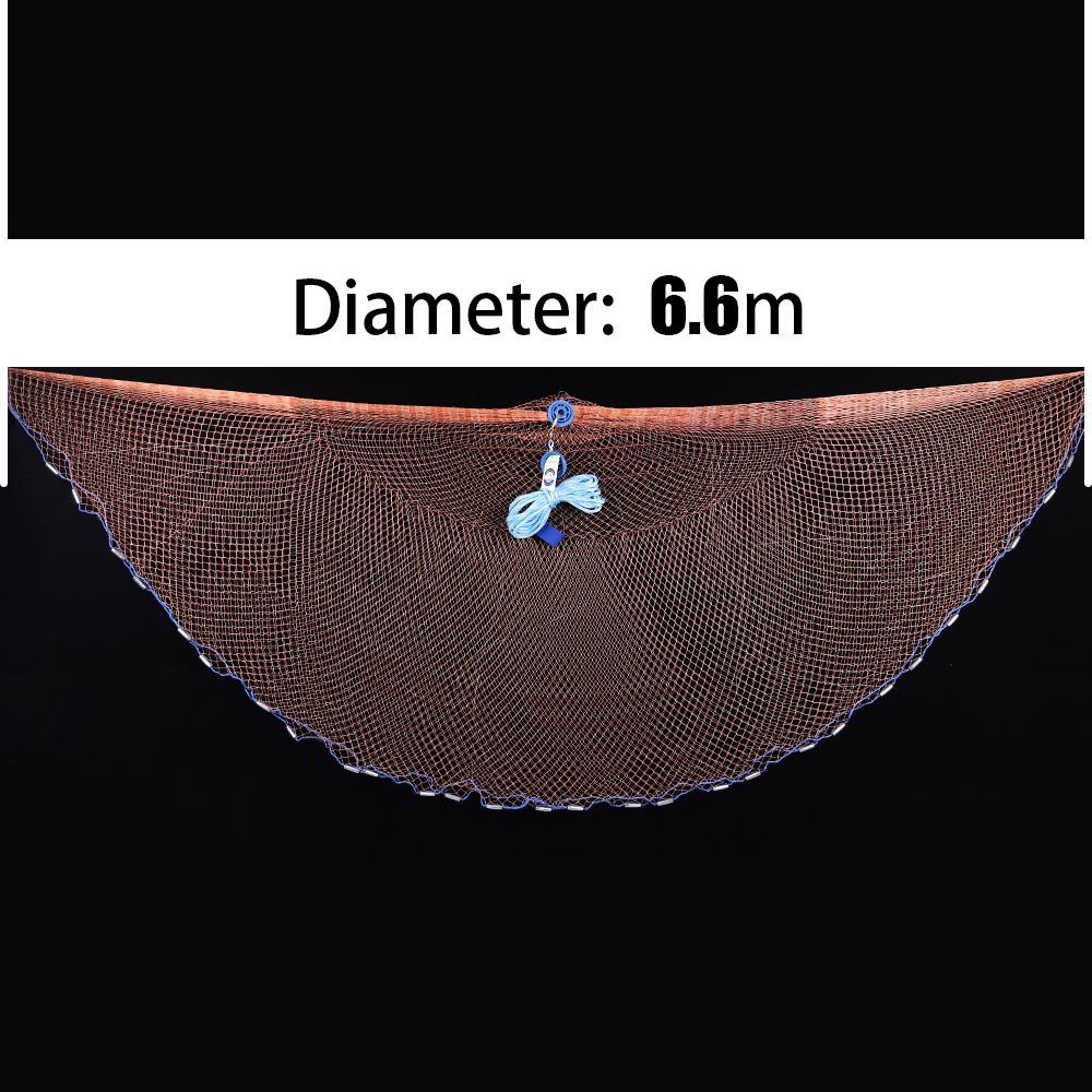 Casting Net Catch Fishing Net USA Cast Nets Throw Fly Fishing Network Diameter 2.4m-7.2m Small Mesh or Without Sinker: Diameter 6.6m