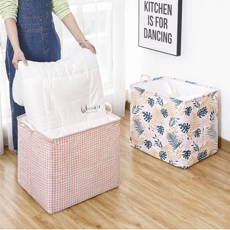 Fabric Folding Storage Basket Laundry Box Rectangle Tightable Organizer Clothes Underwear Toy Quilt Large