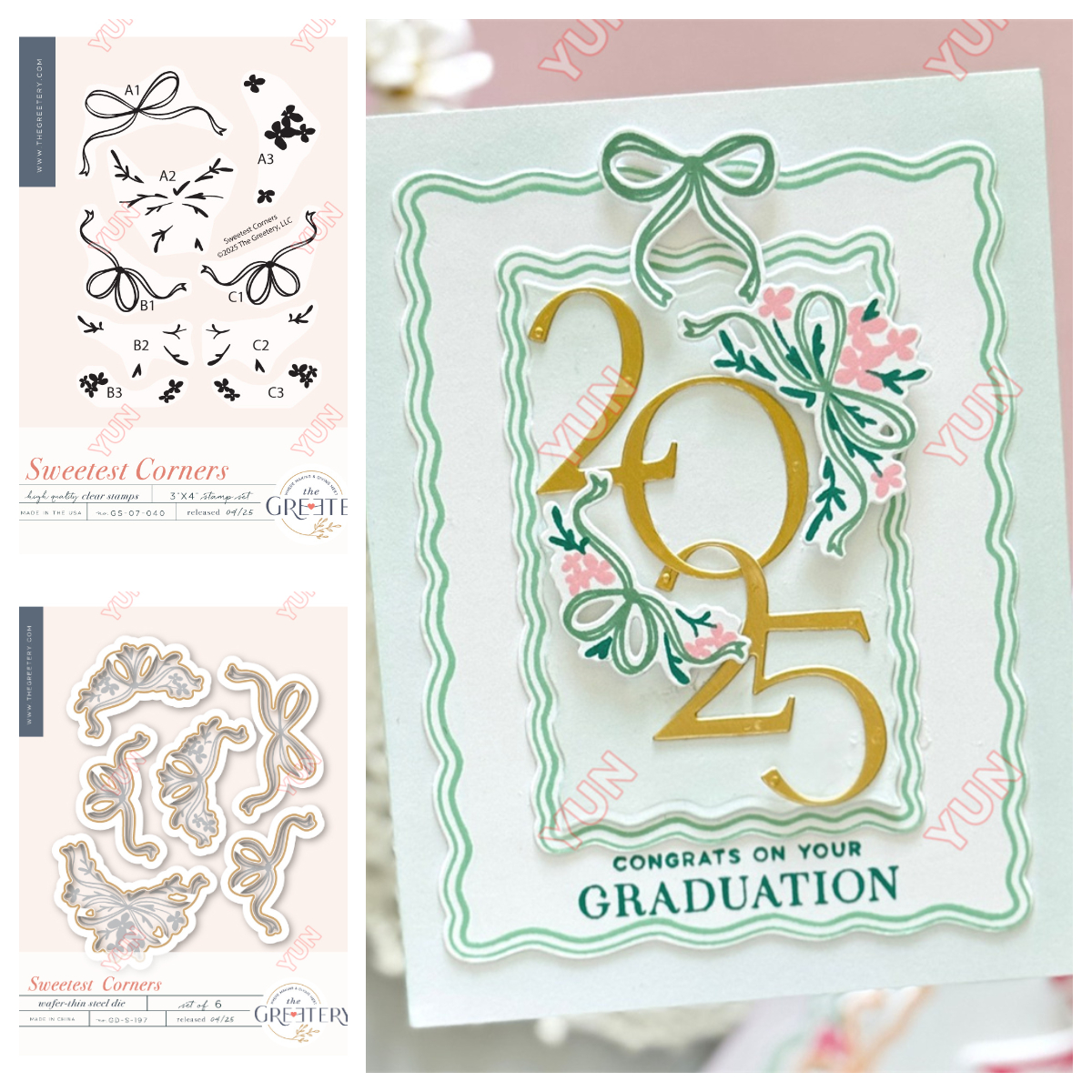 Gratulationsmalsstempler stencil drømme og planer sløjfe bogmærke stjernestemplet buket sødeste rammer gør-det-selv scrapbooking kort lav: Grøn