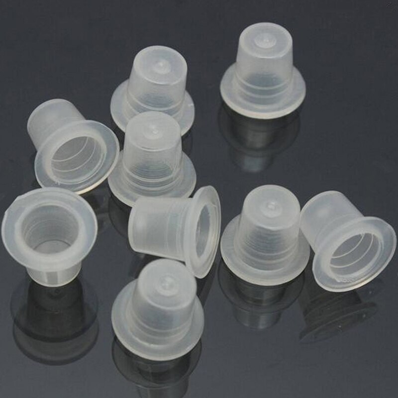 100/200 Stuks Plastic Wegwerp Microblading Tattoo Inkt Cups Permanente Make-Up Pigment Clear Houder Container Cap Tattoo Accessoire