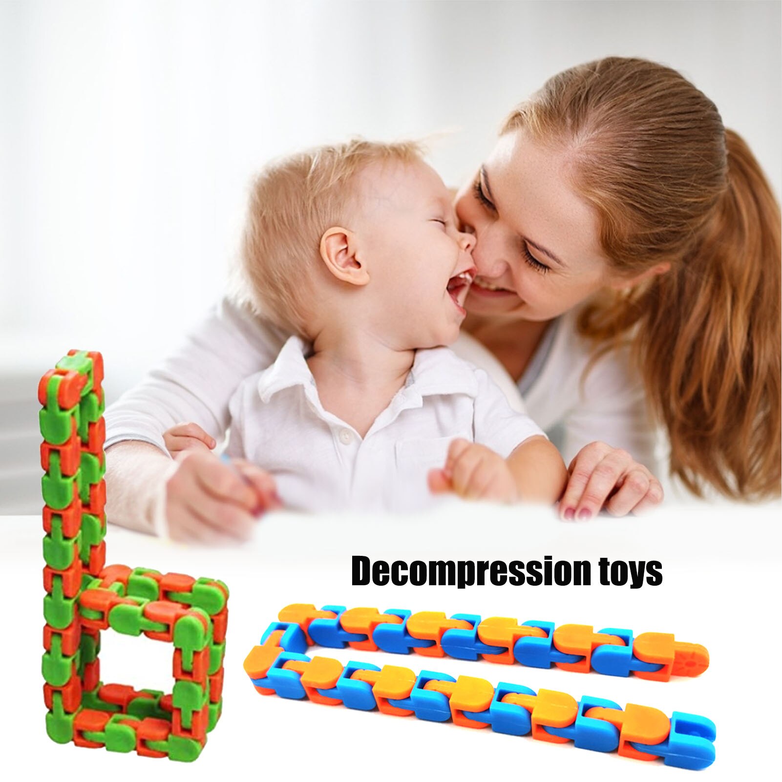 3Pcs Wacky Tracks 24/48 Knoop Keten Decompressie Speelgoed Wacky Tracks Snap En Klik Fidget Anti Stress Speelgoed Draaibaar Armband speelgoed