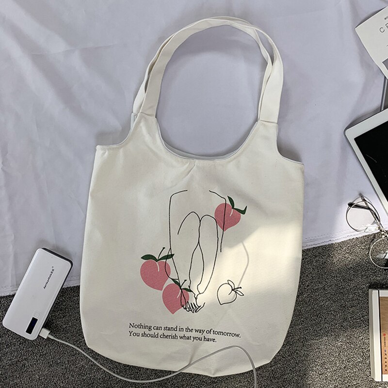 Women's Canvas Shoulder Tote Bag Large Cotton Cloth Shopping Bags for Lady Female Handbag Foldable Reusable Beach Shopper Bag