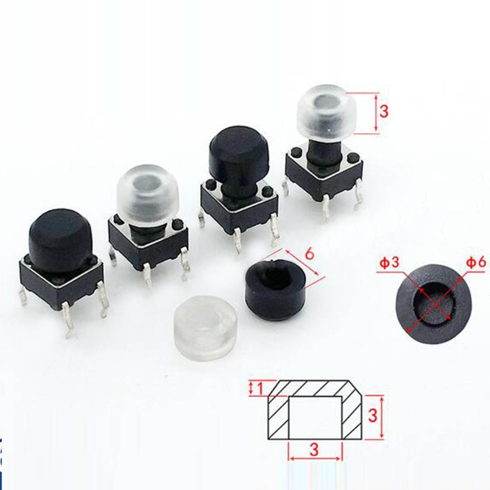 100pcs silicone round hole button cap 6*6mm push button switch cap tactile cap for 6*6mm round tactile switches