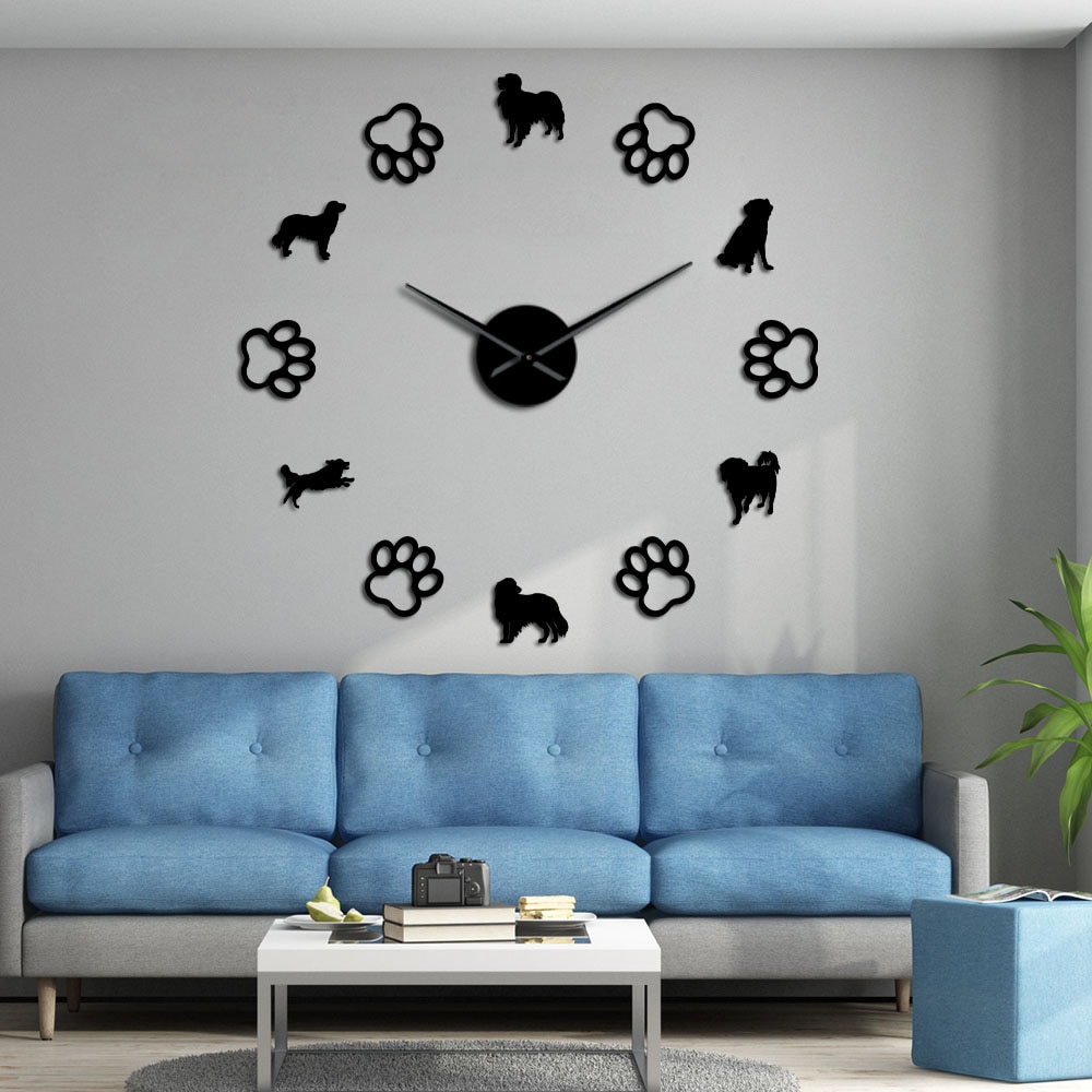 Cão netherlands raças pequeno cão enjaulamento diy gigante relógio de parede kooikerhondje patas do cão arte da parede decorativa relógio de parede decoração casa