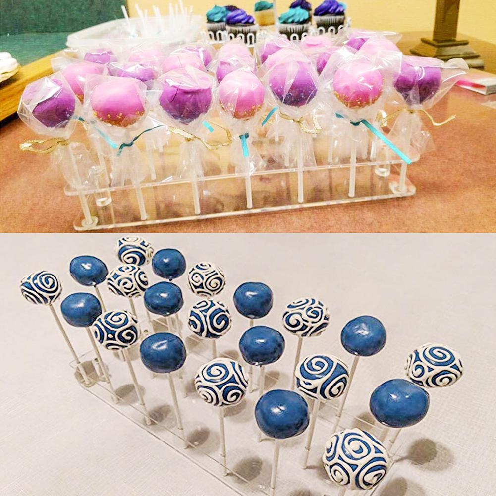 Diy Transparante 21 Gaten Rechthoekige Cake Party Houder Displays Staat Lollipop Snoep Houder Wedding Party Houder