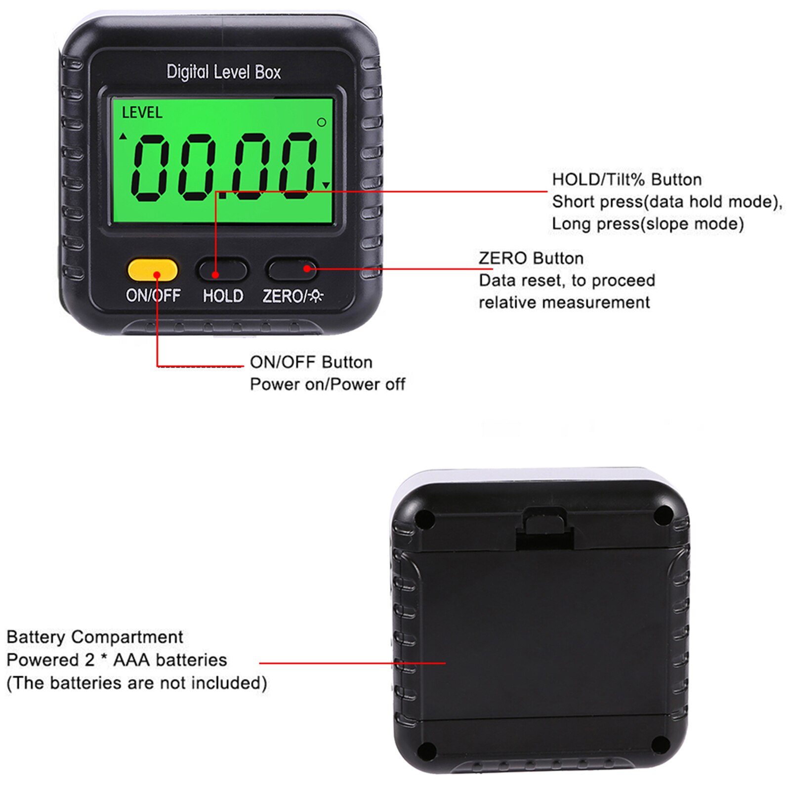 360 Degree Mini Digital Protractor Inclinometer Electronic Level Box Digital Angle Finder LCD Display for Construction Carpenter
