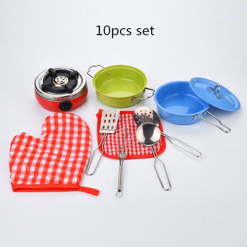 40Pcs Stainless Steel Kids House Kitchen Toy Cooking Cookware Children Pretend & Play Kitchen Playset for Children- Silver: 10pcs No box