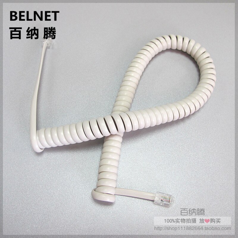 10 Pcs 35 Cm Wit Telefoonsnoer Zuiver Koper Ofc Draad Telefoon Volume Curve Microfoon 4P4C Connector Telefoon Kabel Handset lijn