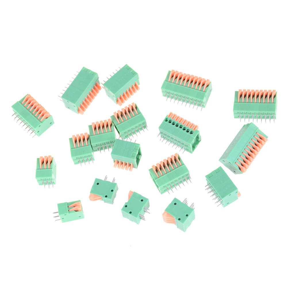 5 uds JETTING 2/3/4/5/6/7/8/9/10P KF141R KF141V 2,54mm conectores de paso PCB resorte bloque de Terminal verde de cobre flexible