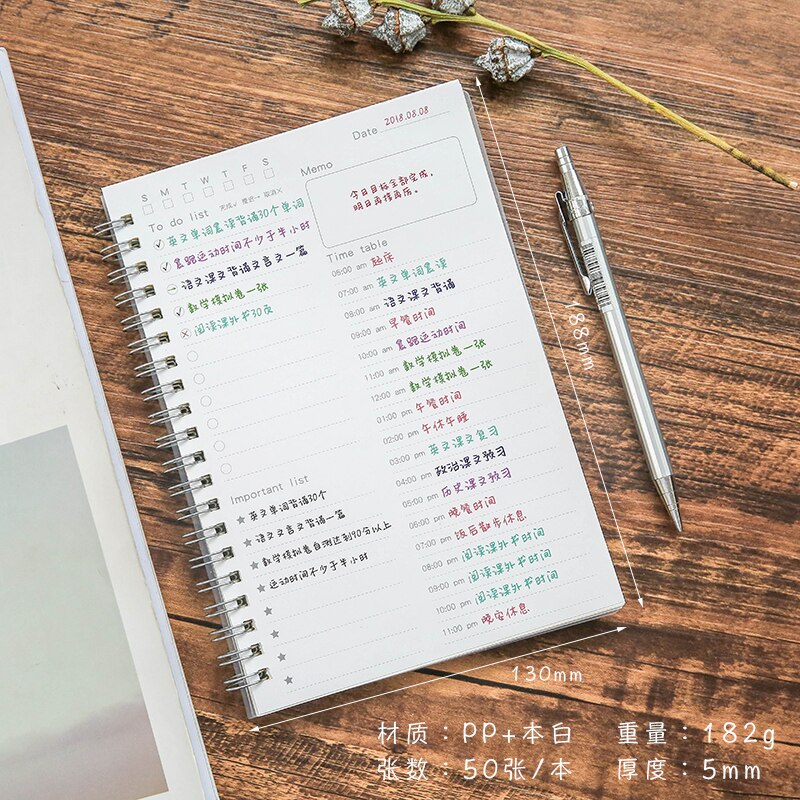 Schedule Daily Scheduler Portable Learning Efficiency Notebook Agenda Planner Organizer Planners Stationery Planner Notebook
