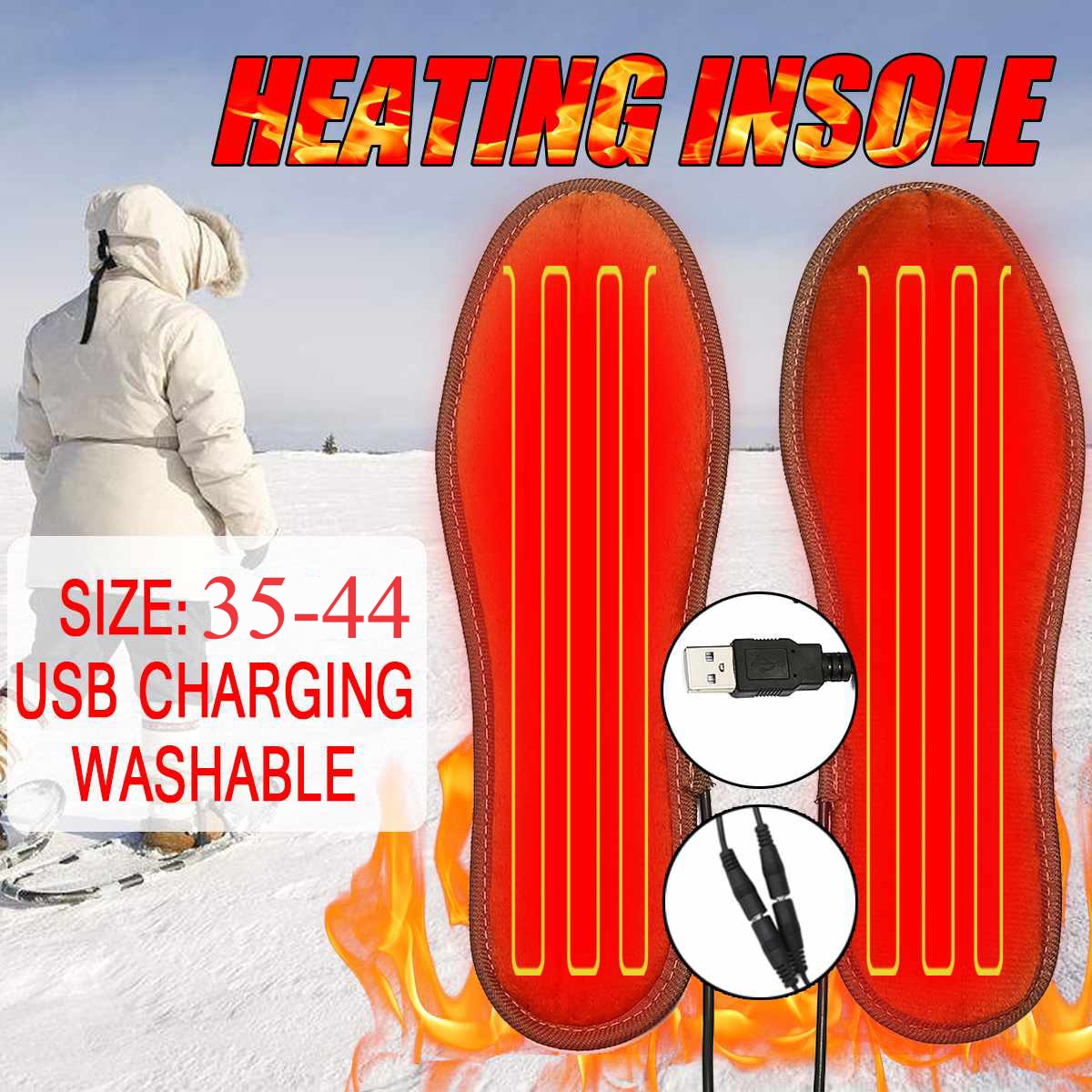 Unisex usb opladning elektriske opvarmede indlægssåler til sko vinter varmere fodopvarmning indersål støvler genopladelige varmepuder såler