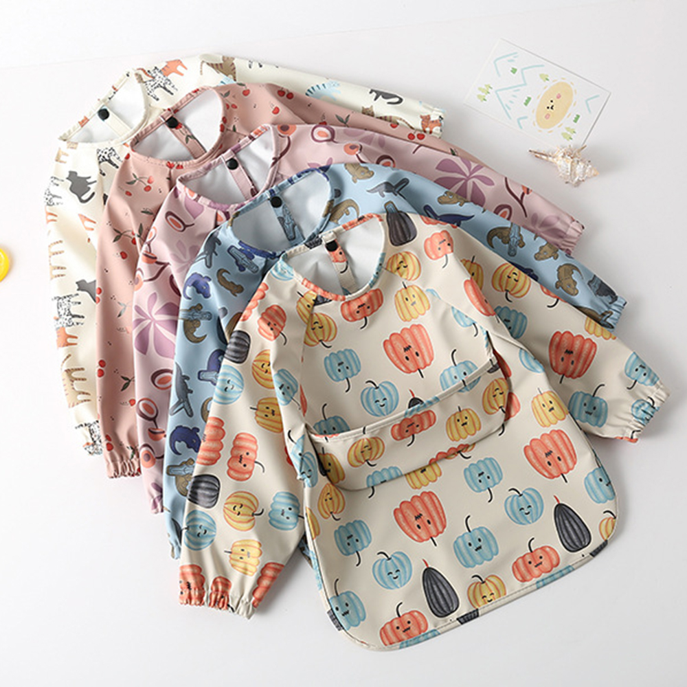 Baby Long Sleeved Bibs Children Toddler Bibs Art Crafts Waterproof Mealtime Protection Washable Easy Clean Smock for Kid