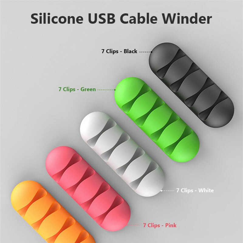 Silicone Cable Winders Flexible Cord Management Cable Holder Clips For USB Mouse Headphone Earphone Network Smart Wire Organizer