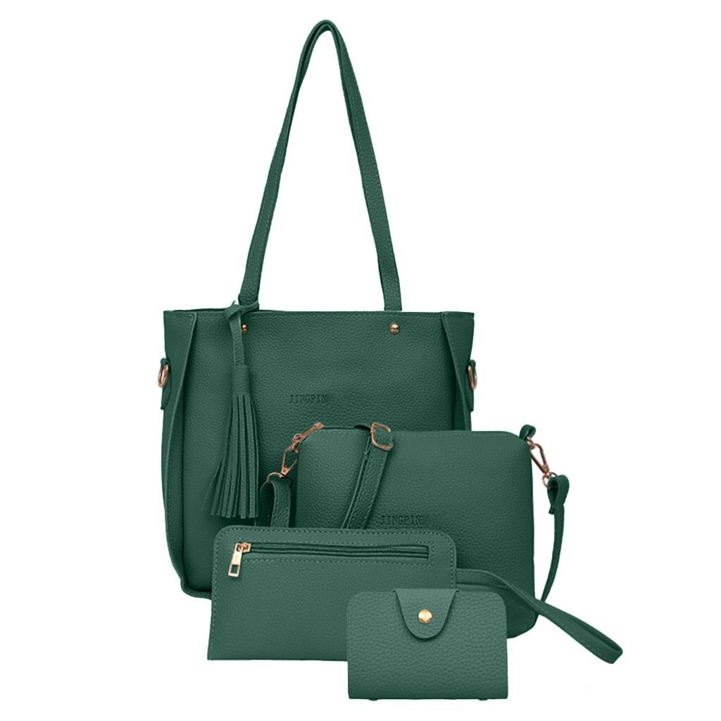 Neliosainen olkalaukku messenger laukku lompakko käsilaukku naisen laukku nahka kestävä retro olkalaukku sac main femme: Vihreä