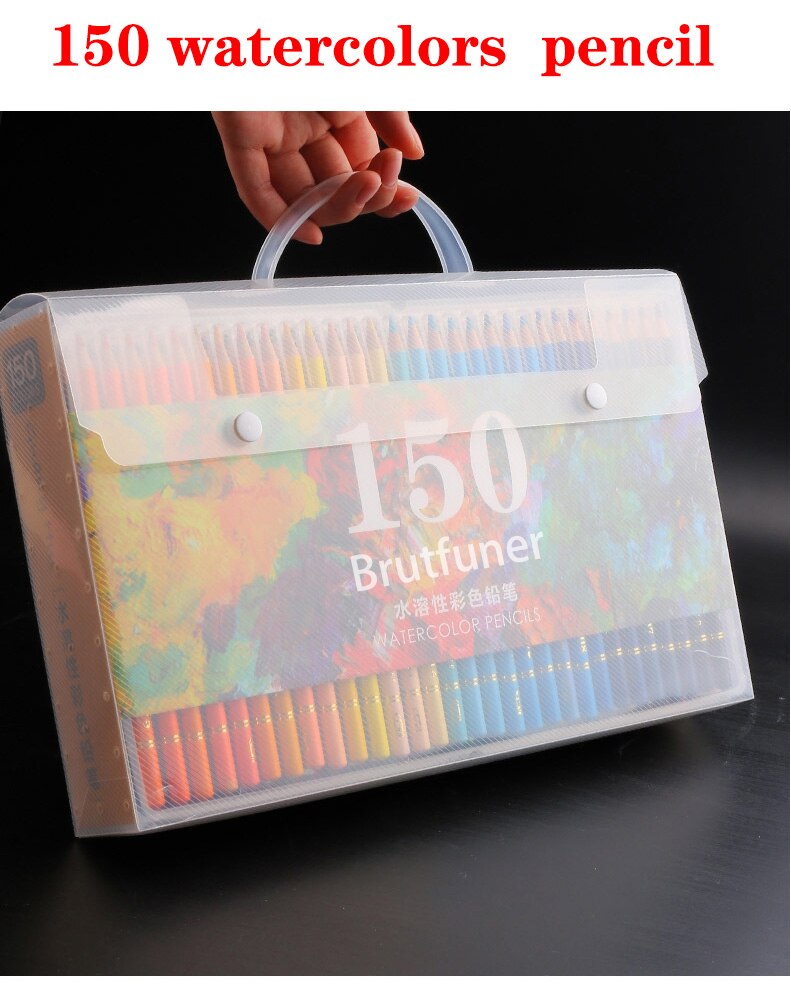 GUANGHUI 150 Colors Wood Watercolor Pencil Soft Water Soluble Coloured Pencils Set For Art Drawing