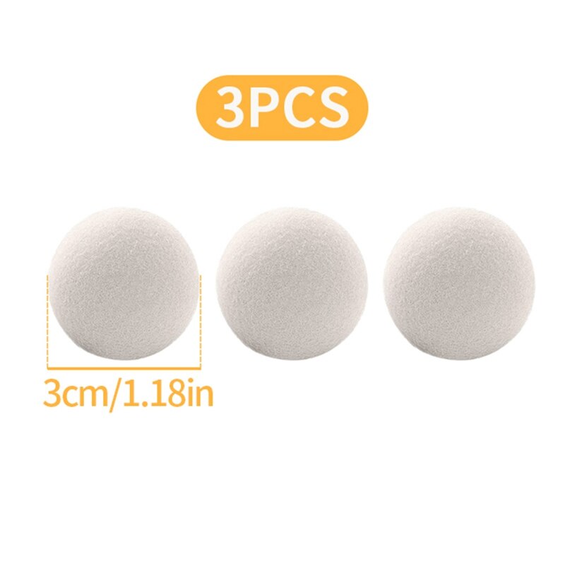 1/3Pcs Wol Droger Ballen Herbruikbare Waterontharder Wasgoed Drogen Wol Bal Thuis Wassen Ballen Drogen Kleding Wasmachine gereedschap: 3Pcs 3cm