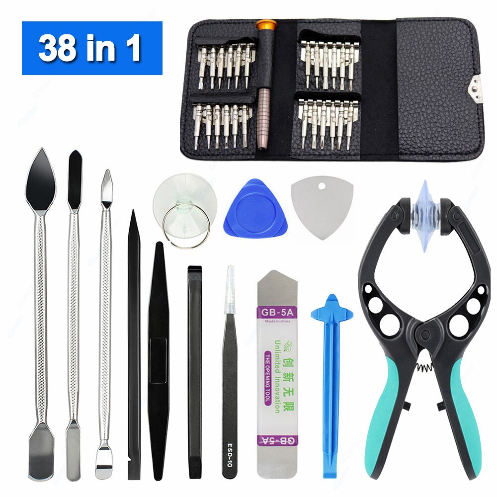 38 In 1 Opening Demontage Mobiele Telefoon Reparatie Tools Kit Met 25 Stuks Schroevendraaier Bits Voor Ipad 2 3 4 5 Mini Tablet Horloge Reparatie: 38 in 1